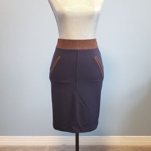 Club Monaco | Navy Qnd Brown Pencil Skirt